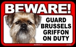 BEWARE Guard Dog on Duty Sign - Brussels Griffin - FREE Shipping