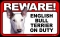 BEWARE Guard Dog on Duty Sign - English Bull Terrier - FREE Shipping