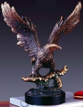Bronze Finish 15.5" Standing on Wave Eagle Sculpture