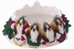Holiday Candle Topper - Shih tzu Tan and White
