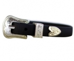 Perri's Leather Black Leather Bracelet with Silver Buckle