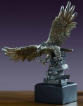 Pewter Finish 11.5" Eagle Coming in for the Kill Sculpture