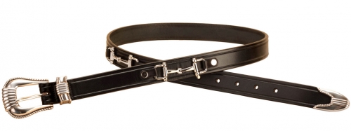 Tory Leather Belt with Silver Bits and 3 Piece Buckle Set, Made in the