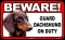 BEWARE Guard Dog on Duty Sign - Dachshund - FREE Shipping