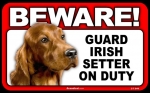 BEWARE Guard Dog on Duty Sign - Irish Setter - FREE Shipping