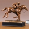 Bronze Finish 11.5" Jockey On Horse Sculpture