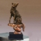 Bronze Finish Sitting Wolf Sculpture