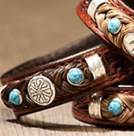 Cowboy Collectibles Horse Hair Concho Bracelets with Turquoise