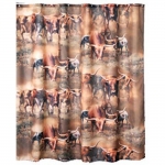 Day Of Horns Shower Curtain - Long Horn Cattle