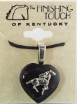 Finishing Touch Black Onyx Puffy Heart Thoroughbred Motif Pendant Necklace