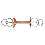 Finn-Tack Extended Double Ring Leather Straight Mouth Driving Bit