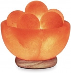 Himalayan Glow Bowl Salt Crystal Lamp with Neem Wooden Base,(ETL Certified), Dimmer Switch |, 5 Massage Ball