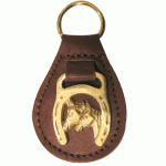 Leather Pair of Horse Heads Key Fob
