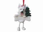 Personalized Dangling Dog Ornament - German Shepherd White