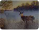 River's Edge Tempered Glass Cutting Board - Deer in the Morning Fog