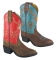 Smoky Mountain Kids Western Cactus Flower Rubber Sole Boots