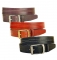 Tory Leather 1 1/2" Double CENTER Stitch Belt with Brass Roller Buckle