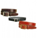 Tory Leather 1 1/2" Double EDGE Stitching Belt with Antique Roller Buckle