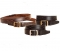 Tory Leather 1 1/2" Belt with Stitched Triple Pattern with Brass Buckle