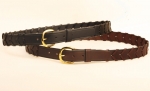 Tory Leather 1 1/4" Laced Leather Belt with Brass Buckle