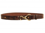 Tory Leather 1 1/4" Brass Hoof Pick Buckle Leather Belt