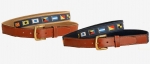Tory Leather 1-1/4" Nautical Flags Ribbin & Web with Leather Billets Belt