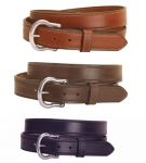 Tory Leather 1 1/4' Double and Stitched Belt with Brass Buckle
