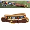 Tory Leather 1" Narrow Nautical Flags Ribbin & Web with Leather Billets Belt