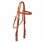 Tory Leather 3/4" Brow Band Headstall with Buckle Bit Ends - Chestnut, 3/4
