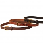 Tory Leather 3/4" Crossed Keeper Leather Belt with Brass Buckle