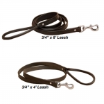Tory Leather 3/4" Plain Leather Creased Dog Leash with Nickel Hardware