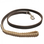 Tory Leather 3/4" x 4' Braided Waxed Canvas Leather Dog Leash