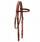 Tory Leather 5/8" Brow Band Headstall with Buckle Bit Ends - Chestnut, 5/8
