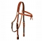 Tory Leather Brow Knot Headstall with 3-Piece Silver Buckle Set