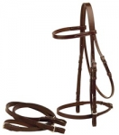 Tory Leather Flat English Hunt Bridle with Buckle Bit Ends and Flat Reins