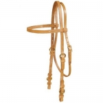 Tory Leather Harness Leather Brow Band Headstall with Soild Brass Buckle Ends