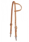 Tory Leather Harness Leather One Ear Headstall with Nickel Snaps
