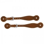 Weaver Leather Hand Tooled Spur Straps, Thin, Wagon Wheel Border