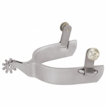 Weaver Leather Men's Spurs with Hand-Engraved Silver Buttons and Replaceable Rowels with Cotter Pins