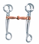 Weaver Leather Tom Thumb Snaffle Bit with 5" Copper Plated Mouth, Chrome Plated
