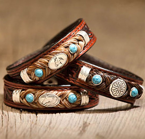 Woven Bracelet with Conchos by Cowboy Collectibles